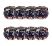 DOTBUY-SHOP Christmas Candle Jar Mini 2.5OZ Jars For Candles 8/10pcs, Round Empty Metal Candle Tin (Only Jar No Candle), Candles Gifts for Women Also Store Sweets, Biscuits (Navy Christmas,8pcs)