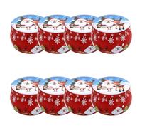 DOTBUY-SHOP Christmas Candle Jar Mini 2.5OZ Jars For Candles 8/10pcs, Round Empty Metal Candle Tin (Only Jar No Candle), Candles Gifts for Women Also Store Sweets, Biscuits (Red Santa,8pcs)
