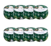 DOTBUY-SHOP Christmas Candle Jar Mini 2.5OZ Jars For Candles 8/10pcs, Round Empty Metal Candle Tin (Only Jar No Candle), Candles Gifts for Women Also Store Sweets, Biscuits (Green Yeti,8pcs)