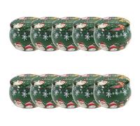 DOTBUY-SHOP Christmas Candle Jar Mini 2.5OZ Jars For Candles 8/10pcs, Round Empty Metal Candle Tin (Only Jar No Candle), Candles Gifts for Women Also Store Sweets, Biscuits (Green Christmas,10pcs)