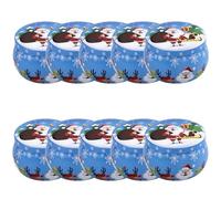 DOTBUY-SHOP Christmas Candle Jar Mini 2.5OZ Jars For Candles 8/10pcs, Round Empty Metal Candle Tin (Only Jar No Candle), Candles Gifts for Women Also Store Sweets, Biscuits (Blue Santa,10pcs)