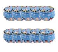 DOTBUY-SHOP Christmas Candle Jar Mini 2.5OZ Jars For Candles 8/10pcs, Round Empty Metal Candle Tin (Only Jar No Candle), Candles Gifts for Women Also Store Sweets, Biscuits (Blue Christmas,10pcs)