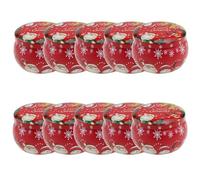 DOTBUY-SHOP Christmas Candle Jar Mini 2.5OZ Jars For Candles 8/10pcs, Round Empty Metal Candle Tin (Only Jar No Candle), Candles Gifts for Women Also Store Sweets, Biscuits (Red Christmas,10pcs)