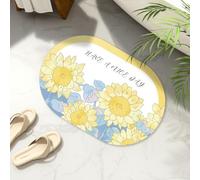 DOTBUY-SHOP Diatom Mud Bath Mat,Non-Slip Anti Mould Bathroom,Absorbent Quick Drying Thin Bath Mats,For Bathtub, Bedroom, Kitchen, Toilet, Washing Table,Tulip Printing (Yellow,50x80cm)