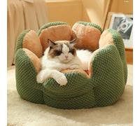 DOTBUY-SHOP Dog Bed Washable, Soft Cat Bed Cactus Petals Dog Bed, Pet Bed With Slip-Resistant Bottom, Orthopedic Dog Beds Gift for Small Dogs Cats (S,sage green)