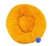 DOTBUY-SHOP Dog Bed Washable, Soft Comfy Cat Bed Felt Donut Dog Bed, Pet Bed With Slip-Resistant Bottom, Orthopedic Dog Beds Gift for Small Dogs and Cats (100CM,Gingery yellow)