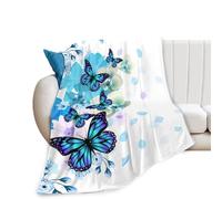DOTBUY-SHOP Flannel Blanket Soft Throw Blanket, Butterfly Print Blankets and Throws, Flannel Warm Throw fit all Season, Flannel Blankets for Sofas, Bed, Travel (70x100cm,Butterfly 3)