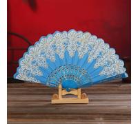 DOTBUY-SHOP Folding Hand Fan, Folding Fan Handheld Chinese Style Handfan Foldable for Wall Decoration Disco Party Birthday Festival Gift Dancing Cosplay Wedding Props Christmas (Light Blue,2 Pack)