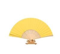 DOTBUY-SHOP Folding Hand Fan, Folding Fan Handheld Chinese Style Handfan Foldable for Women Men, Wall Decoration Party Birthday Festival Gift Dancing Cosplay Wedding Christmas (4pc,Yellow)