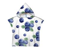 DOTBUY-SHOP Kids Microfiber Hooded Beach Towel, Boys Girls Summer Fruits Bathrobef for Changing Robe, Lightweight Children's Swimming Poncho Bath Towel (Blueberry,60x80cm)