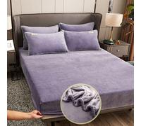 DOTBUY-SHOP King Size Fitted Sheets - Milk Velvet Brushed Double Fitted Sheet, Bed Sheets Extra Deep Pocket 10 inch (25 cm) Double Bed Sheet Soft & Comfortable, Fade Resistant (90x200cm,Grey)