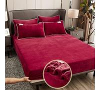 DOTBUY-SHOP King Size Fitted Sheets - Milk Velvet Brushed Double Fitted Sheet, Bed Sheets Extra Deep Pocket 10 inch (25 cm) Double Bed Sheet Soft & Comfortable, Fade Resistant (150x200cm,Wine Red)