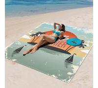 DOTBUY-SHOP Large Beach Blanket, Waterproof Picnic Blanket Portable Foldable Tent Carpet, Beach Mat with 4 Stakes, Sandproof Camping Blanket for Outdoors, Camping (Beach 6,200x200cm)