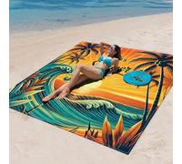 DOTBUY-SHOP Large Beach Blanket, Waterproof Picnic Blanket Portable Foldable Tent Carpet, Beach Mat with 4 Stakes, Sandproof Camping Blanket for Outdoors, Camping (Beach 3,200x200cm)