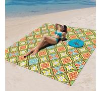 DOTBUY-SHOP Large Beach Blanket, Waterproof Picnic Blanket Portable Foldable Tent Carpet, Beach Mat with 4 Stakes, Sandproof Camping Blanket for Outdoors, Camping (Bohemia 3,200x200cm)