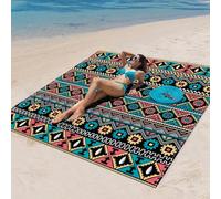 DOTBUY-SHOP Large Beach Blanket, Waterproof Picnic Blanket Portable Foldable Tent Carpet, Beach Mat with 4 Stakes, Sandproof Camping Blanket for Outdoors, Camping (Bohemia 5,200x200cm)