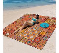 DOTBUY-SHOP Large Beach Blanket, Waterproof Picnic Blanket Portable Foldable Tent Carpet, Beach Mat with 4 Stakes, Sandproof Camping Blanket for Outdoors, Camping (Bohemia 4,200x200cm)