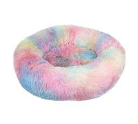 DOTBUY-SHOP Large Dog Bed Washable, Soft Comfy Cat Bed Felt Donut Dog Bed, Pet Bed With Slip-Resistant Bottom, Orthopedic Dog Beds Gift for Small Cats and Dogs (Diameter 80cm,tie dye rainbow)