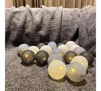 DOTBUY-SHOP LED Cotton Ball String Lights Xmas Fairy Lights Christmas Decoration Battery Operated for Indoor outdoor New Year Holiday Wedding Party Bed Decor Garlands (White grey,3M/20LED)