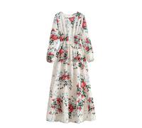 DOTBUY-SHOP Muslim Dresses for Women, Elegant Long Sleeve Casual Maxi Robe Islamic Kaftan Dubai Abaya Gown Loose Moroccan Caftan Soft Round Neck Plus Size Traditional Clothing S-XL (Style 7,L)