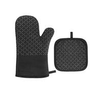 DOTBUY-SHOP Oven Gloves Heat Resistant Double Sided Non Slip Silicone Surface Oven Mitts Barbecue Microwave Gauntlet for Home Kitchen Grilling Cooking Baking BBQ (2pcs,Black)