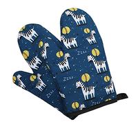 DOTBUY-SHOP Oven Gloves Heat Resistant Non Slip Oven Mitts Barbecue Microwave Gauntlet for Home Kitchen Pot Holder Grilling Cooking Baking BBQ (2pcs,Cute Zebra)