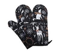 DOTBUY-SHOP Oven Gloves Heat Resistant Non Slip Oven Mitts Barbecue Microwave Gauntlet for Home Kitchen Pot Holder Grilling Cooking Baking BBQ (2pcs,Black Jungle)