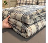 DOTBUY-SHOP Quilted Bedspreads, 2025 Plaid/Stripes Prints Quilt Bed Throws Cotton Filling Duvet Super King Single Double Size Children's Bed Quilted Throw for All Season (Anthracite,200x230)