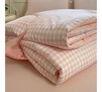DOTBUY-SHOP Quilted Bedspreads, 2025 Plaid/Stripes Prints Quilt Bed Throws Cotton Filling Duvet Super King Single Double Size Children's Bed Quilted Throw for All Season (Pink,150x200)