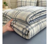 DOTBUY-SHOP Quilted Bedspreads, 2025 Plaid/Stripes Prints Quilt Bed Throws Cotton Filling Duvet Super King Single Double Size Children's Bed Quilted Throw for All Season (Gray Cream,200x230)
