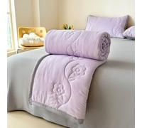 DOTBUY-SHOP Quilted Bedspreads, Flower Pattern Quilt Bed Throws Cotton Filling Duvet Super King Single Double Size Children's Bed Quilted Throw for All Season (Lilac Colour,150x200cm)