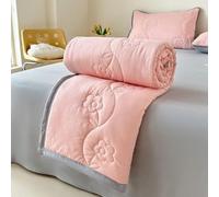 DOTBUY-SHOP Quilted Bedspreads, Flower Pattern Quilt Bed Throws Cotton Filling Duvet Super King Single Double Size Children's Bed Quilted Throw for All Season (Blush Pink,150x200cm)
