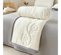 DOTBUY-SHOP Quilted Bedspreads, Flower Pattern Quilt Bed Throws Cotton Filling Duvet Super King Single Double Size Children's Bed Quilted Throw for All Season (Cream Colour,150x200cm)