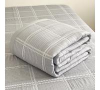 DOTBUY-SHOP Quilted Bedspreads, Moroccan Style Quilt Bed Throws Filling Duvet Super King Single Double Size Children's Bed Quilted Throw for All Season (Checkered Gray,120x150cm)