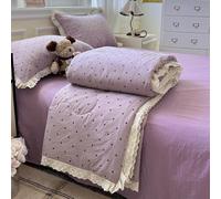 DOTBUY-SHOP Quilted Bedspreads, Quilt Bed Throws 100% Cotton, Reversible Print Design Quilted Throw for Single, Double, Super King, Children's Bed, All Season (Purple Polka Dots,200x230cm)