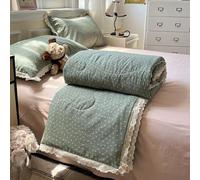 DOTBUY-SHOP Quilted Bedspreads, Quilt Bed Throws 100% Cotton, Reversible Print Design Quilted Throw for Single, Double, Super King, Children's Bed, All Season (Green Bow,200x230cm)