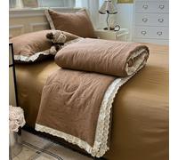 DOTBUY-SHOP Quilted Bedspreads, Quilt Bed Throws 100% Cotton, Reversible Print Design Quilted Throw for Single, Double, Super King, Children's Bed, All Season (Brown Bow,150x200cm)