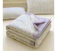 DOTBUY-SHOP Quilted Bedspreads Quilt Bed Throws Filling 100% Cotton Super King Single Double Size Children's Bed Double-Sided Quilted Throw for All Season (Taro Purple,150x200cm)