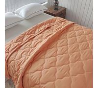 DOTBUY-SHOP Quilted Bedspreads, Solid Colour Quilt Bed Throws Cotton Filling Duvet Super King Single Double Size Children's Bed Quilted Throw for All Season (150x200cm,Light Orange)
