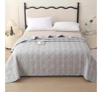 DOTBUY-SHOP Quilted Bedspreads, Summer Quilt Bed Throws Tog 2.5 Breathable Box Stitch Quilted Throw for Single Double Super King Children's Bed, Machine Washable (Light Gray,200x230cm)