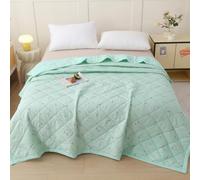 DOTBUY-SHOP Quilted Bedspreads, Summer Quilt Bed Throws Tog 2.5 Breathable Box Stitch Quilted Throw for Single Double Super King Children's Bed, Machine Washable (Light Green 5181,180x200cm)