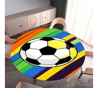 DOTBUY-SHOP Round Table Cloth Wipe Clean, Elastic Edged Fitted Circular Tablecloth, Washable Table Cover for Kitchen Outdoor Garden Picnic, 3D Football (Football 07,140cm)