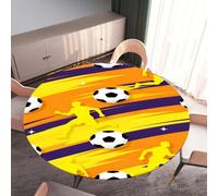 DOTBUY-SHOP Round Table Cloth Wipe Clean, Elastic Edged Fitted Circular Tablecloth, Washable Table Cover for Kitchen Outdoor Garden Picnic, 3D Football (Football 03,180cm)