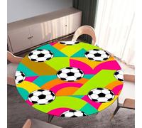 DOTBUY-SHOP Round Table Cloth Wipe Clean, Elastic Edged Fitted Circular Tablecloth, Washable Table Cover for Kitchen Outdoor Garden Picnic, 3D Football (Football 04,100cm)