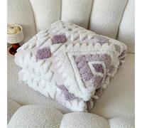 DOTBUY-SHOP Single/Double/King Size Flannel Blanket, Elegant Geometry Winter Fleece Blanket and Throws for Sofa Beds, Soft Cozy Fluffy Warm Sofa Throw for Bedroom Couch (Purple,70x100cm)