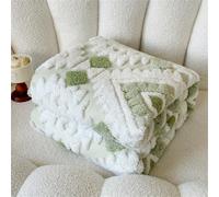 DOTBUY-SHOP Single/Double/King Size Flannel Blanket, Elegant Geometry Winter Fleece Blanket and Throws for Sofa Beds, Soft Cozy Fluffy Warm Sofa Throw for Bedroom Couch (Green,70x100cm)
