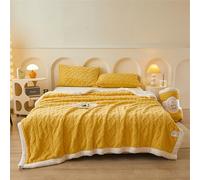 DOTBUY-SHOP Single/Double/King Size Flannel Blanket, Sherpa Winter Fleece Blanket and Throws for Sofa Beds, Soft Cozy Fluffy Warm Sofa Throw for Kids Adults Bedroom Couch (Yellow,200x230cm)