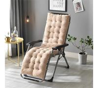 DOTBUY-SHOP Sun Lounger Cushion, Sherpa Thicken Garden Chair Cushions with Anti-Slip Straps, PP Cotton Filler Seat Pads, Chair Pads Replacement, for Indoor Outdoor Patio Yard Beach (Camel,160x50cm)