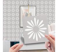 DOTBUY-SHOP Tile Stickers, Daisy Print Peel and Stick Wall Panels, Waterproof Kitchen Bathroom Wall Stickers, Oil-Proof PVC Self Adhesive Tiles Stick for Kitchen Bathroom Decor (Gray,15x15cm)