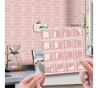 DOTBUY-SHOP Tile Stickers for Kitchen Bathroom, Self Adhesive Waterproof Oil-Proof PVC Tile Wall Stickers Solid Color 10 Pack Peel and Stick Wall Panels for Home Living Room (Pink,20x20cm)